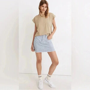 Madewell Stretch Straight Mini Skirt in Gingham: Raw-Hemmed Edition